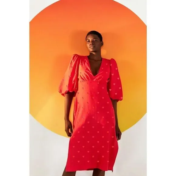 FARM Rio Red Heart Midi Dress - Picture 3 of 9